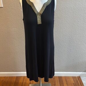 Charming Charlie Black Dress with Gold Accents